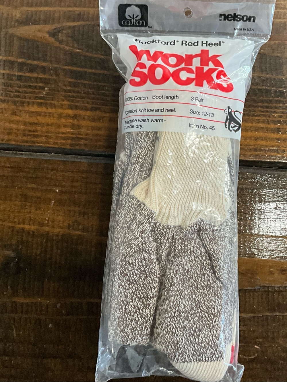 Vintage 3 pack Nelson Red Heel Work Socks Size 12-13 NOS Sock Monkey Elephant